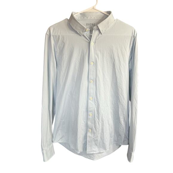 Rhone Commuter Shirt Men's Classic Fit Blue Striped L Stretch Preppy Prep Career - Picture 1 of 8
